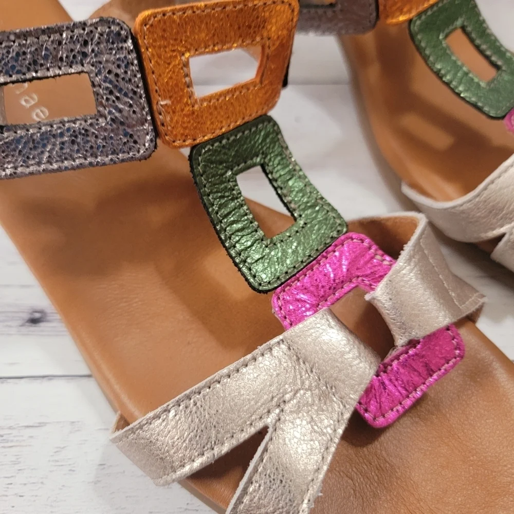 Eric Michael, Nolita, Metallic Multi-Color Sandals, Euro Size 40 (81/2-9)